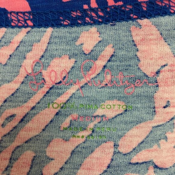 Lilly Pulitzer Women's Pink Blue Long Sleeve Pima Cotton Shift Dress Size Medium - Picture 14 of 15
